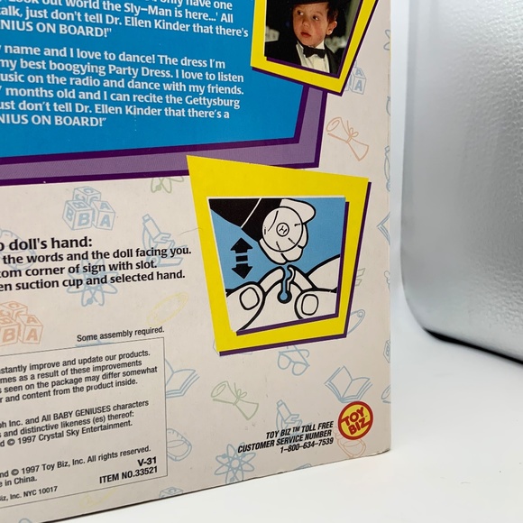 Vintage Baby Genius Stick 'Em Up Pals Baby Genius On Board Doll and Sign in Box - Picture 8 of 13